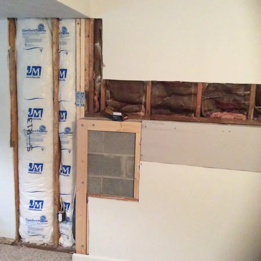 Wall insulation replacement during Basement Flood Cleanup in Bridge City